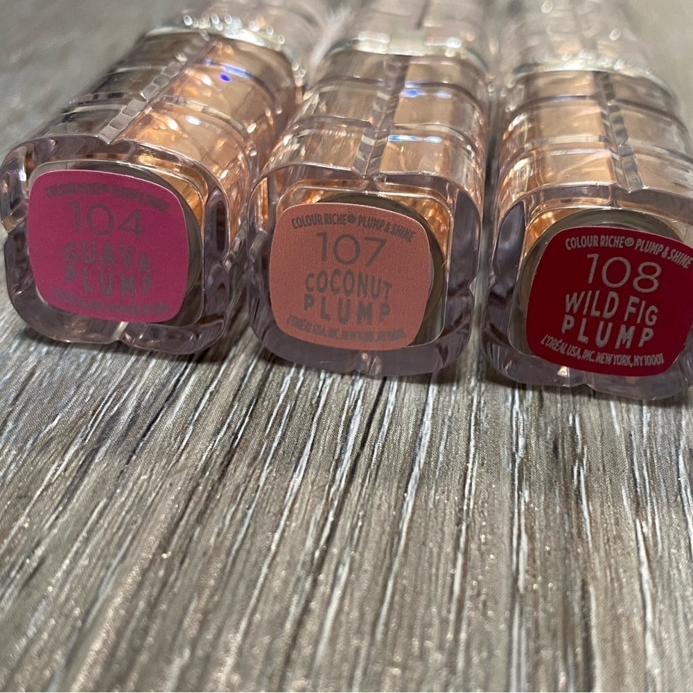LOréal Lipstick Bundle 104 Guava Plump 108 Wild Fig Plump  107 Coconut Plump